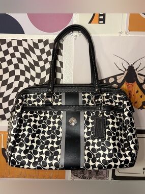 Coach Signature Stripe Tote Black/Grey